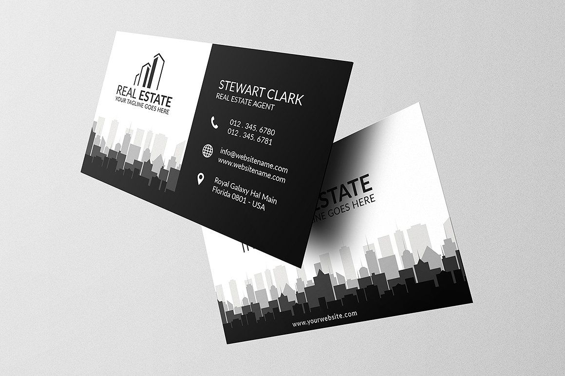 Real Estate Business Card Template #full#bleed#print#ready Regarding Real Estate Agent Business Card Template