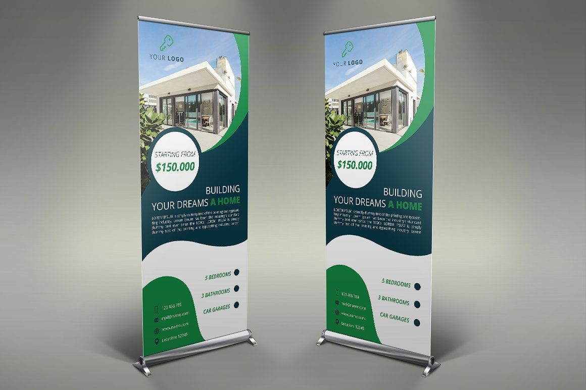 Real Estate Roll Up Banners #inches#files#psd#size | Real Within Retractable Banner Design Templates