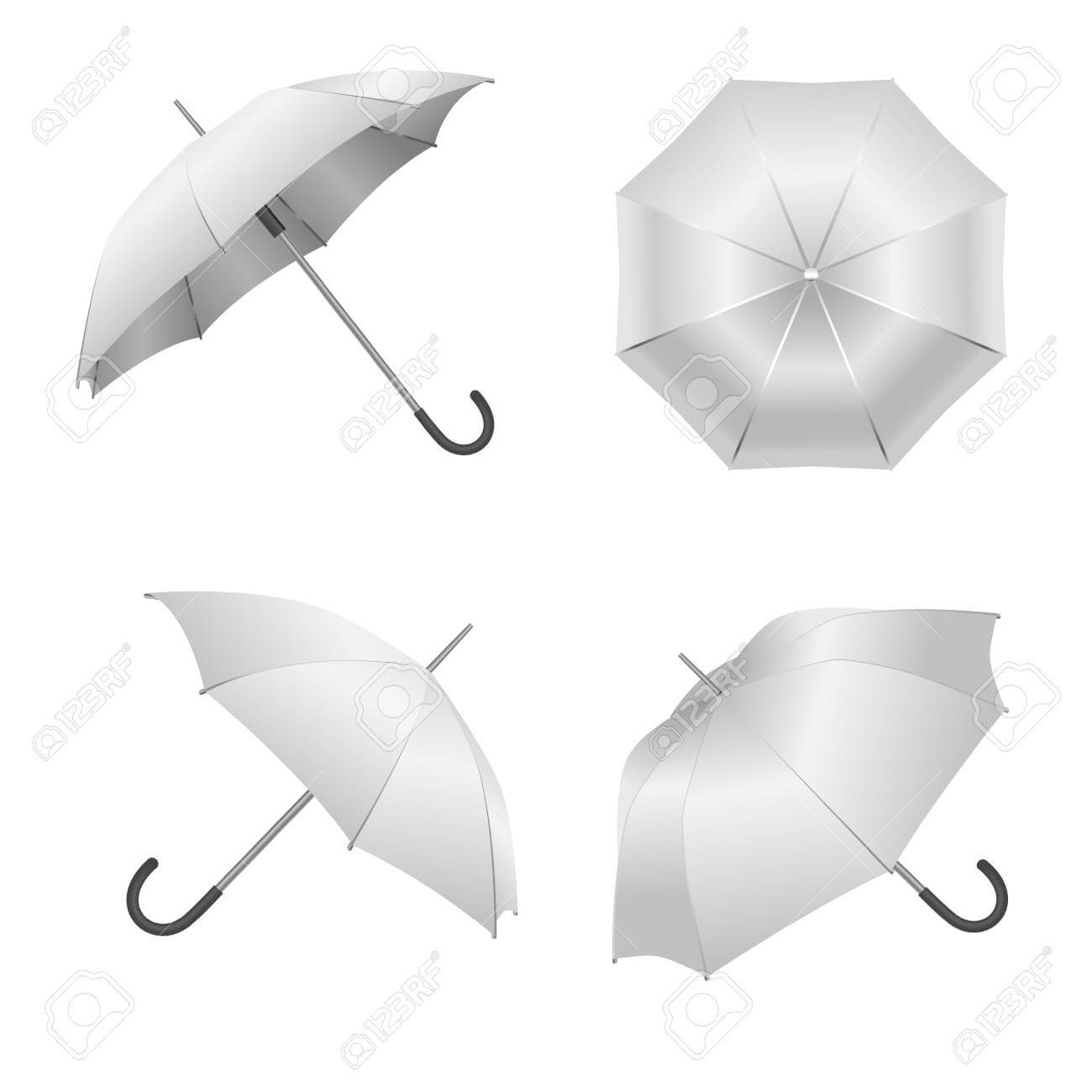 Realistic Detailed 3D White Blank Umbrella Template Mockup Set.. Pertaining To Blank Umbrella Template