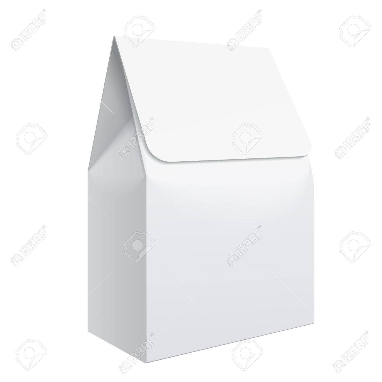 Realistic White Blank Template Packaging For Food. Food Packing.. For Blank Packaging Templates