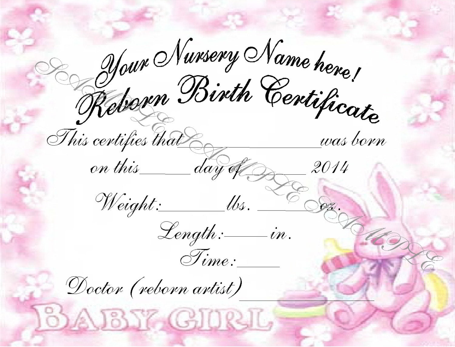 Reborn Birth Certificate Template Free ] – Reborn Birth With Regard To Baby Doll Birth Certificate Template