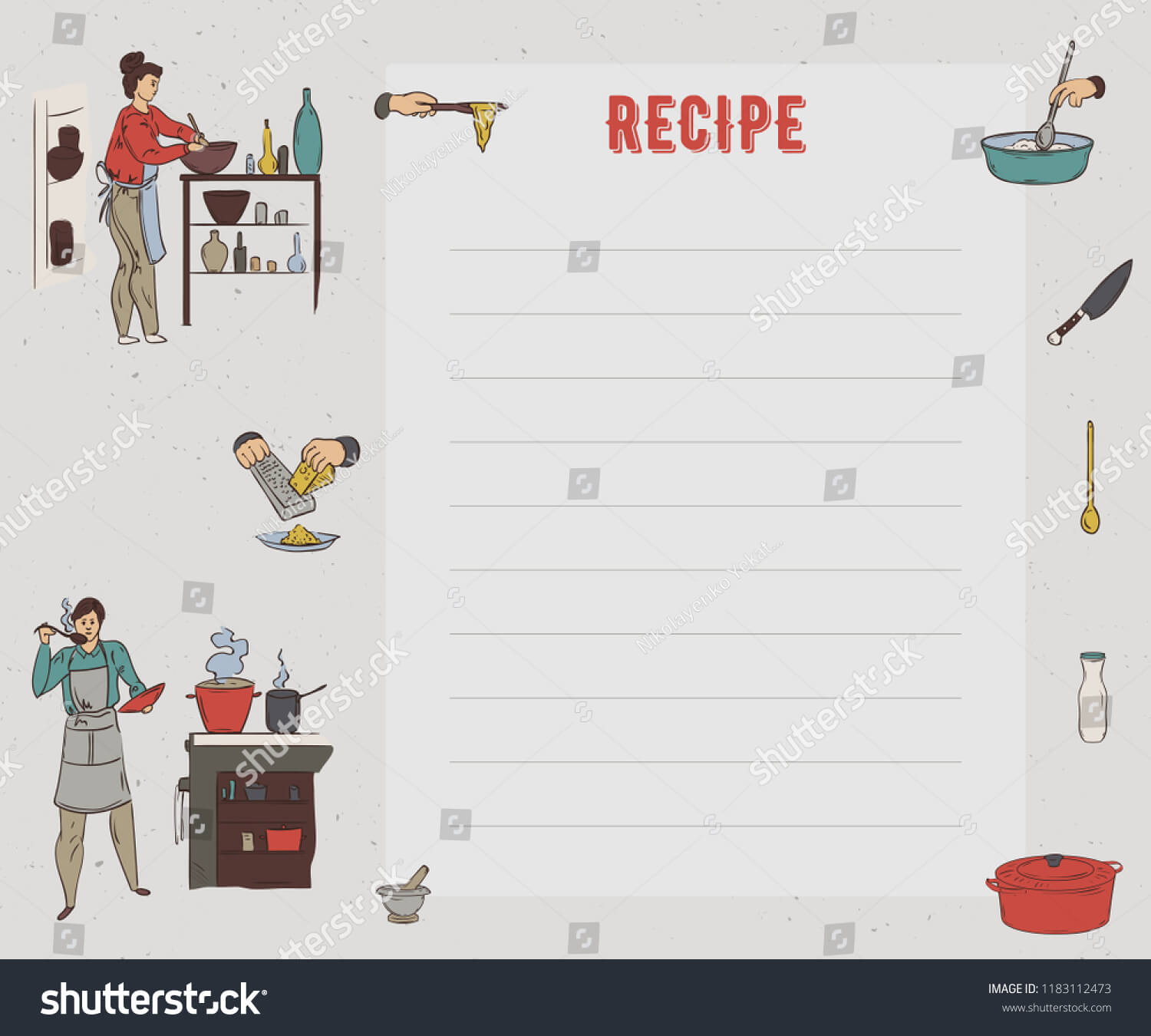 Recipe Card Cookbook Page Design Template Stock Image For Restaurant Recipe Card Template