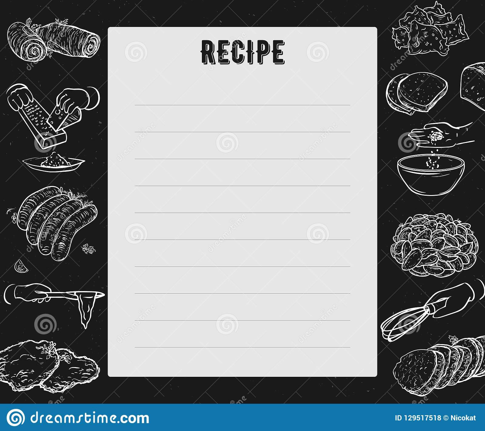 Recipe Card. Cookbook Page. Design Template With Hands With Recipe Card Design Template