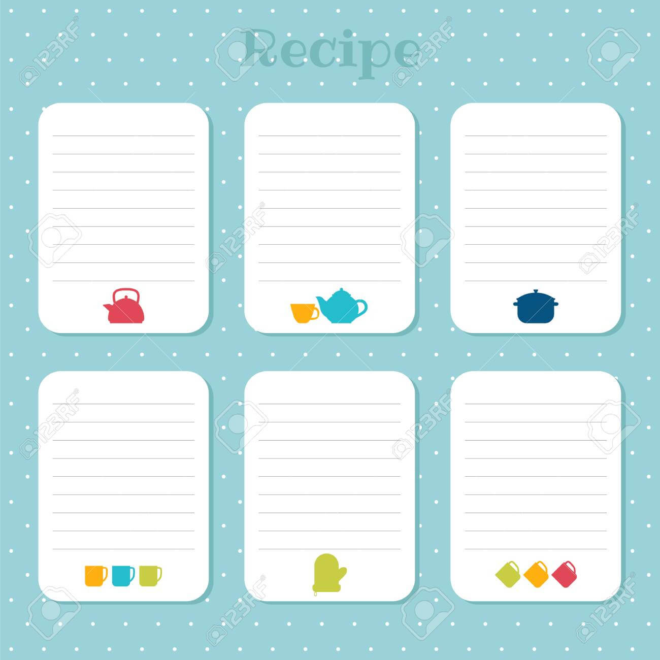 Recipe Cards Set. Cooking Card Templates. For Restaurant, Cafe,.. Throughout Restaurant Recipe Card Template