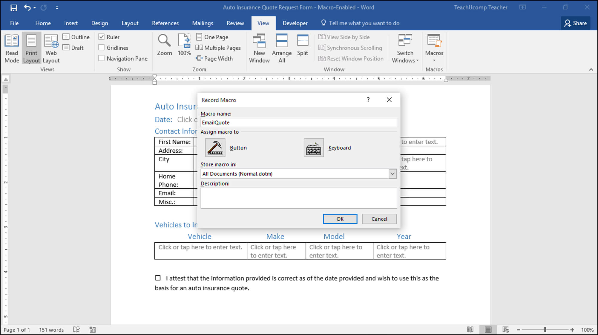 Record A Macro In Word - Instructions And Video Lesson Pertaining To Word Macro Enabled Template