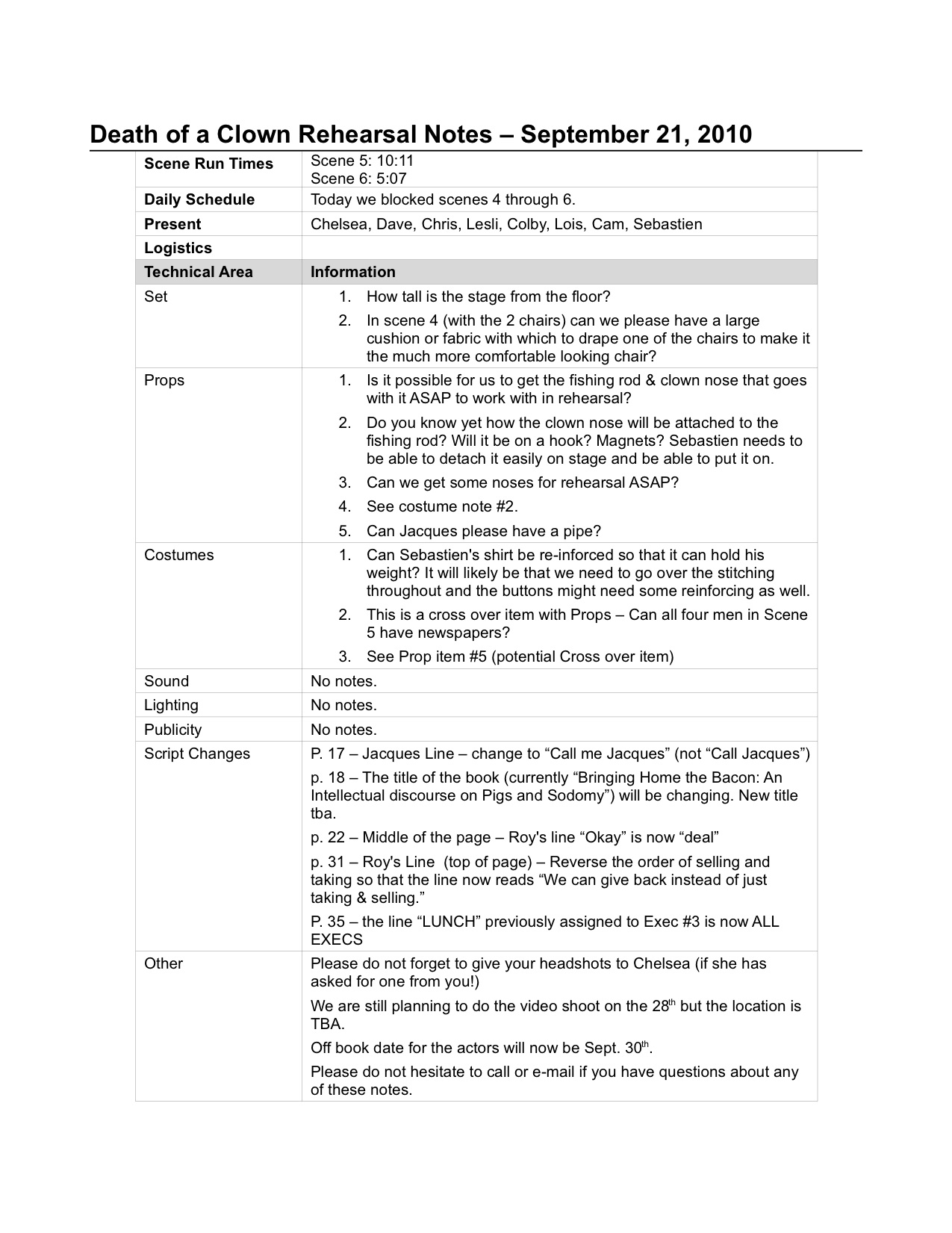 Rehearsal Report Template Stage Manager Theatre Pdf E Es Fp Pertaining To Rehearsal Report Template