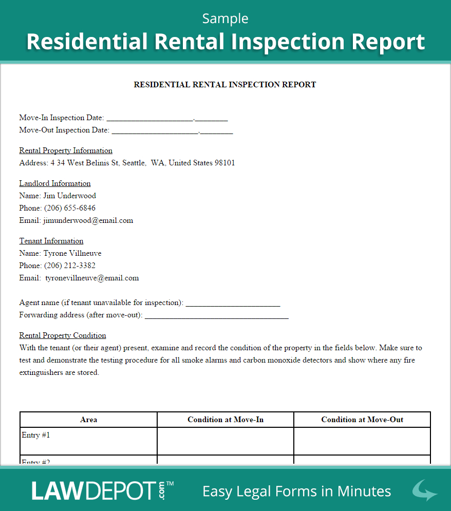 Rental Inspection Report | Property Inspection Checklist With Property Condition Assessment Report Template