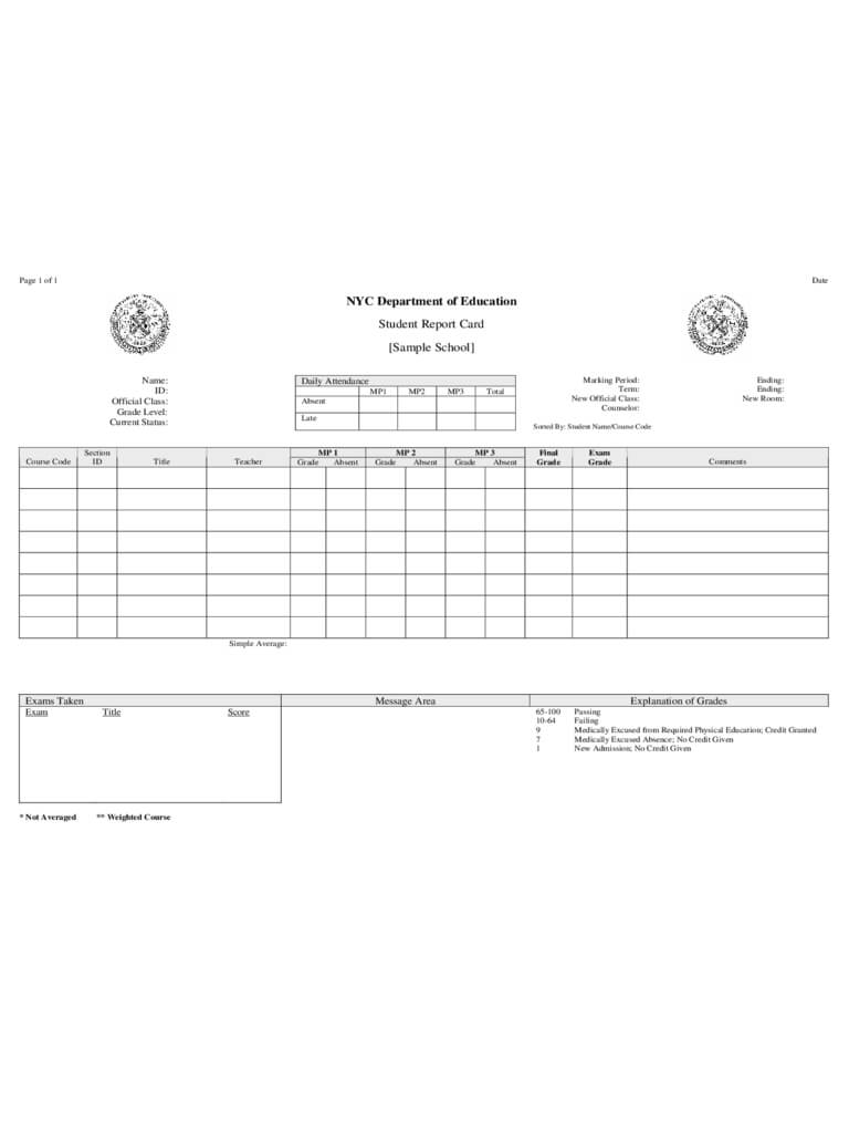 Report Card Template – 3 Free Templates In Pdf, Word, Excel For Fake Report Card Template