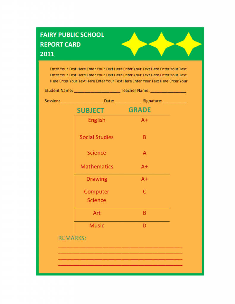 Report Card Template In Report Card Format Template