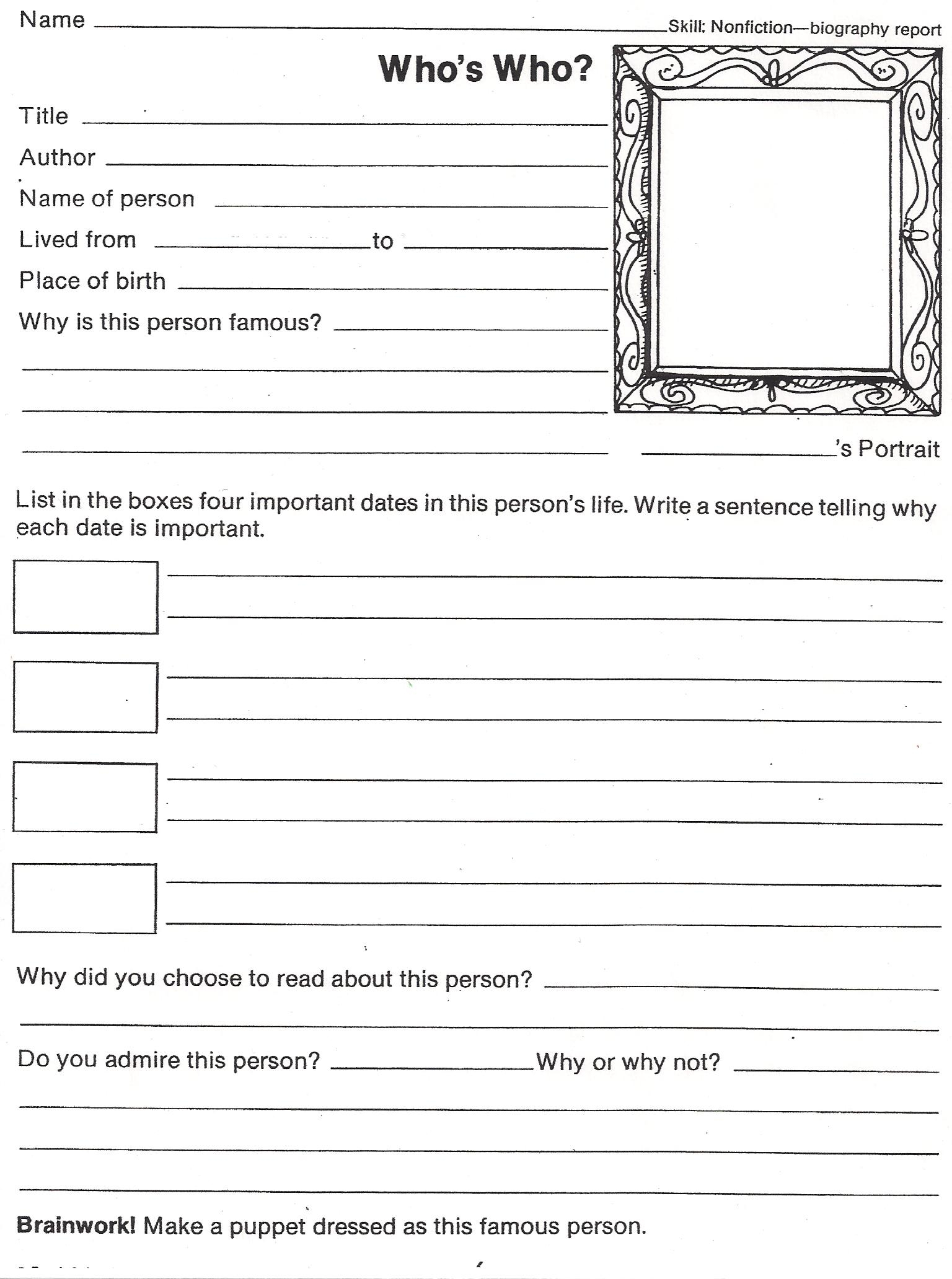 Report Examples Biography Template 4Th Grade Book 83403 Best Inside Biography Book Report Template