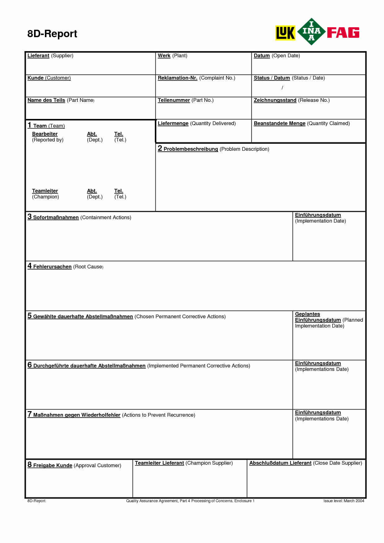Report Examples Problem Solving Template Excel E2 80 93 For 8D Report Template