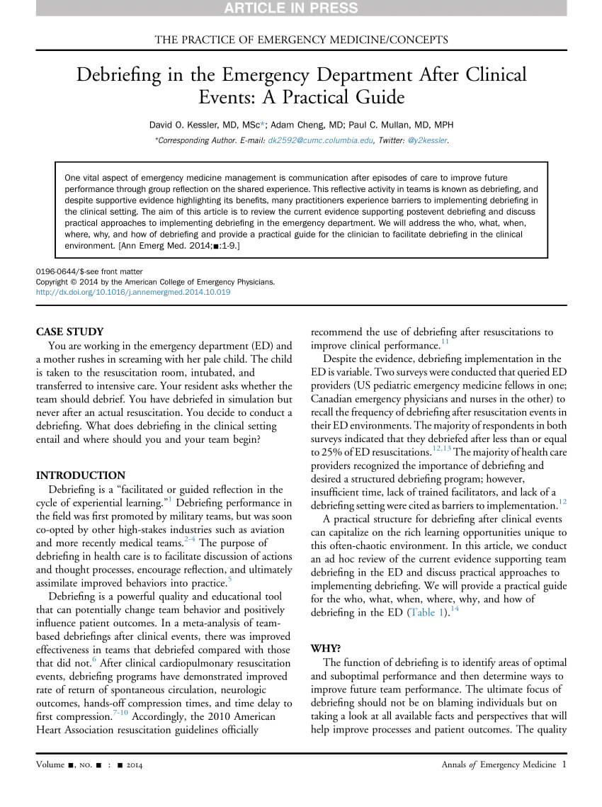 Reported Frequency Of Debriefing After A Resuscitation Event With Event Debrief Report Template