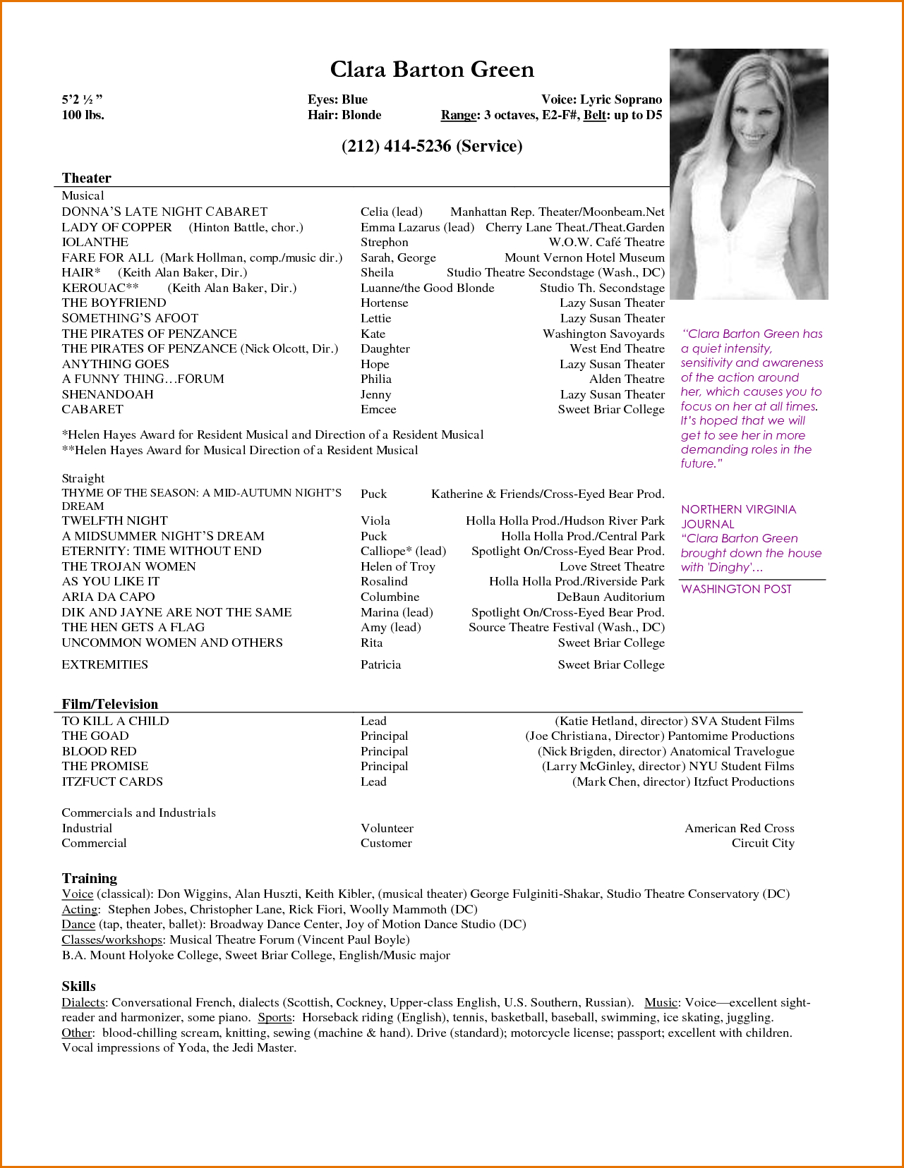 Resume Format Actor | Acting Resume Template, Acting Resume Intended For Theatrical Resume Template Word