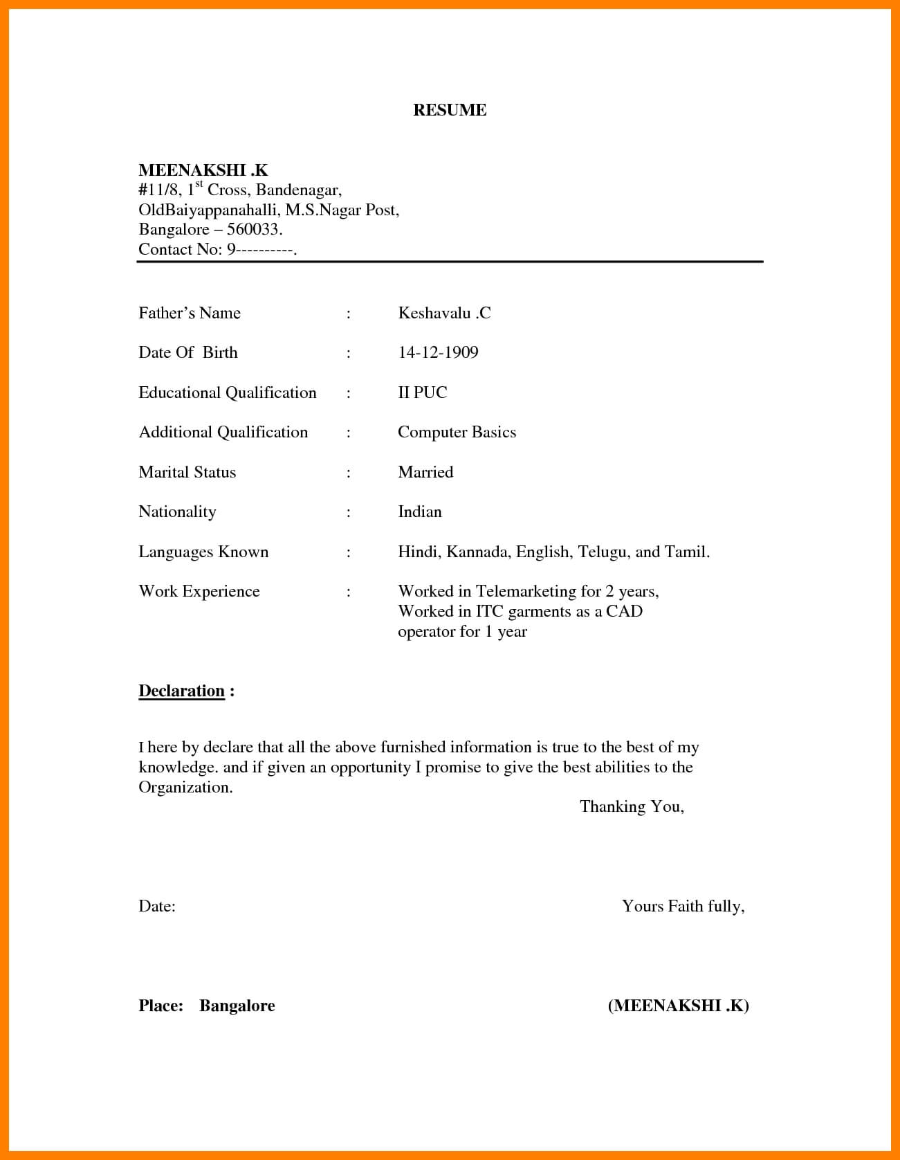 Resume ~ Simple Resume Sample Format Example Of Expense Throughout How To Write A Work Report Template