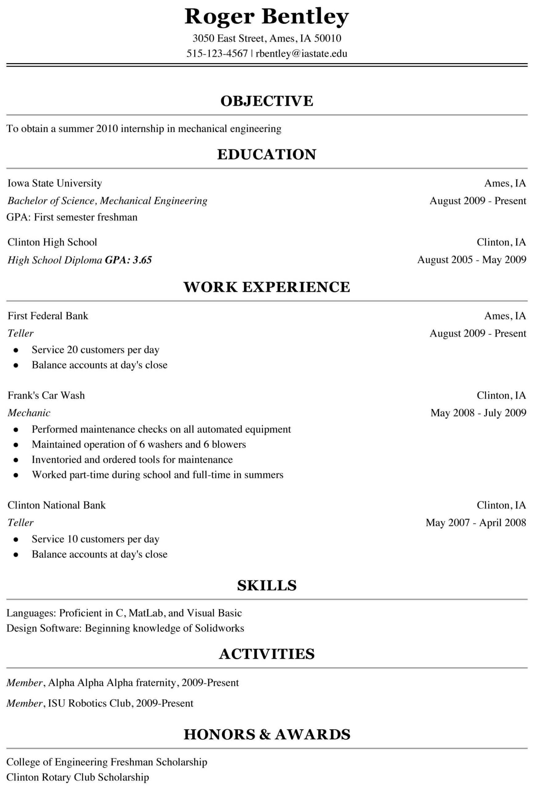 Resume Template For Freshman College Student – Ironi Regarding College Student Resume Template Microsoft Word