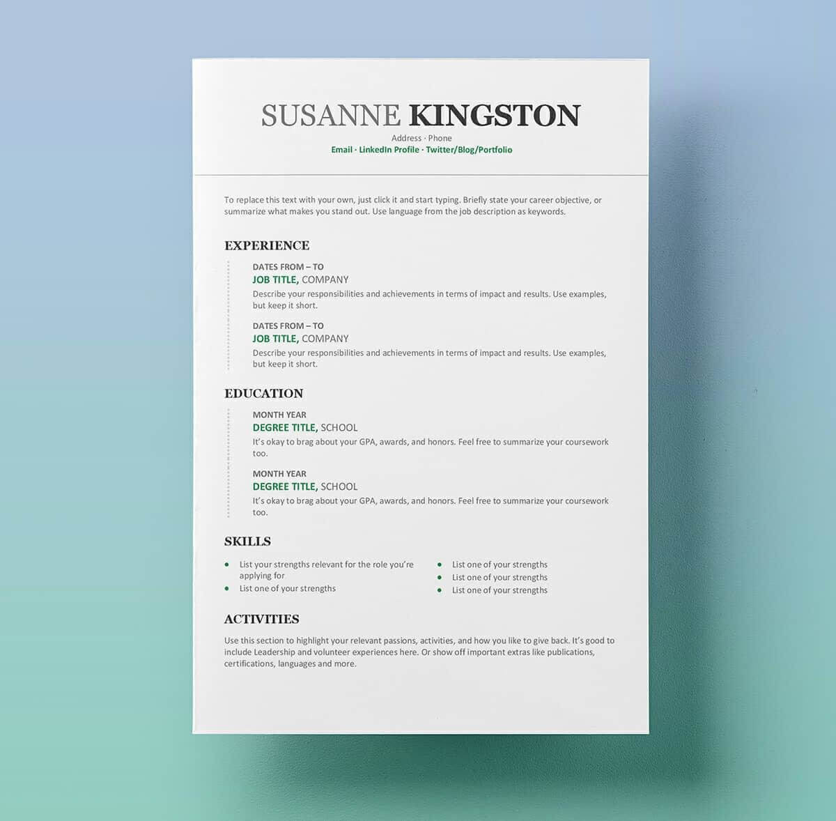 Resume Template For Word Lovely Resume Templates For Word Regarding Free Downloadable Resume Templates For Word