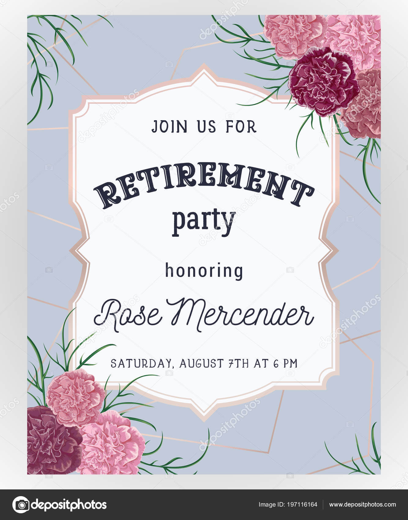 Retirement Party Invitation Design Template Rose Gold With Regard To Retirement Card Template