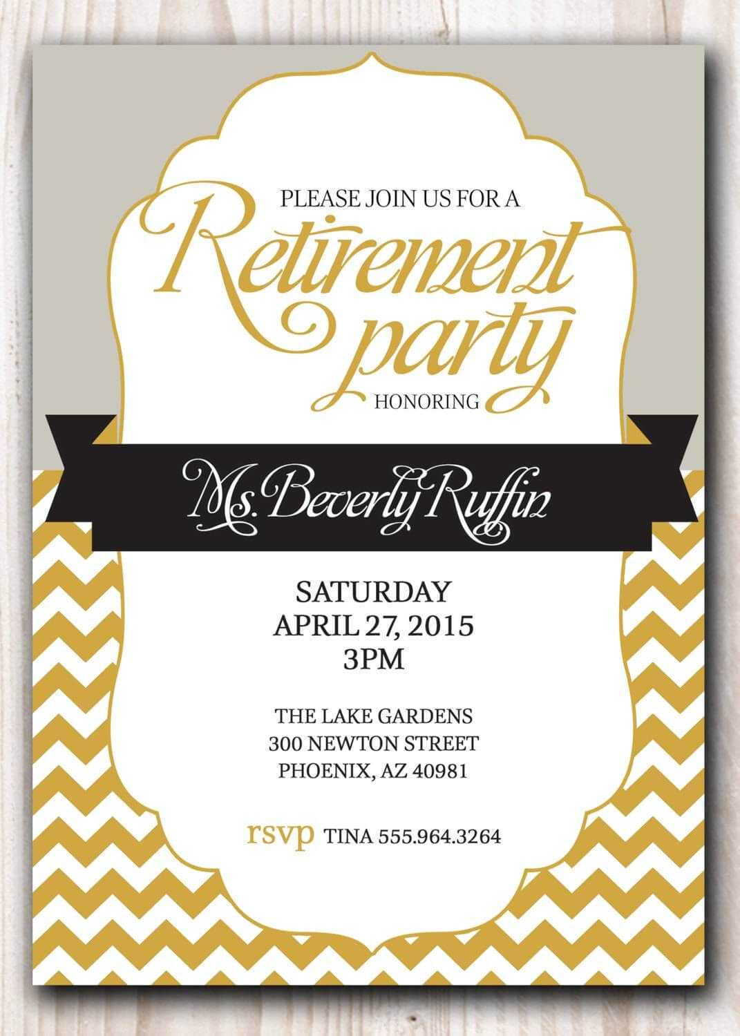 Retirement Party Invitation Template Microsoft | Retirement In Retirement Card Template