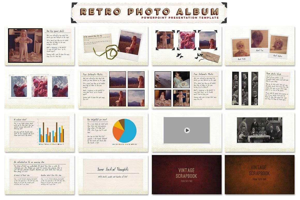 Retro Photo Album Ppt Template #ppt#dots#vintage#pictures For Powerpoint Photo Album Template