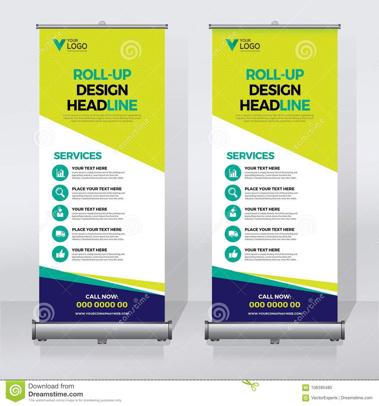 Roll Up Banner Design Template, Vertical, Abstract For Pop Up Banner Design Template