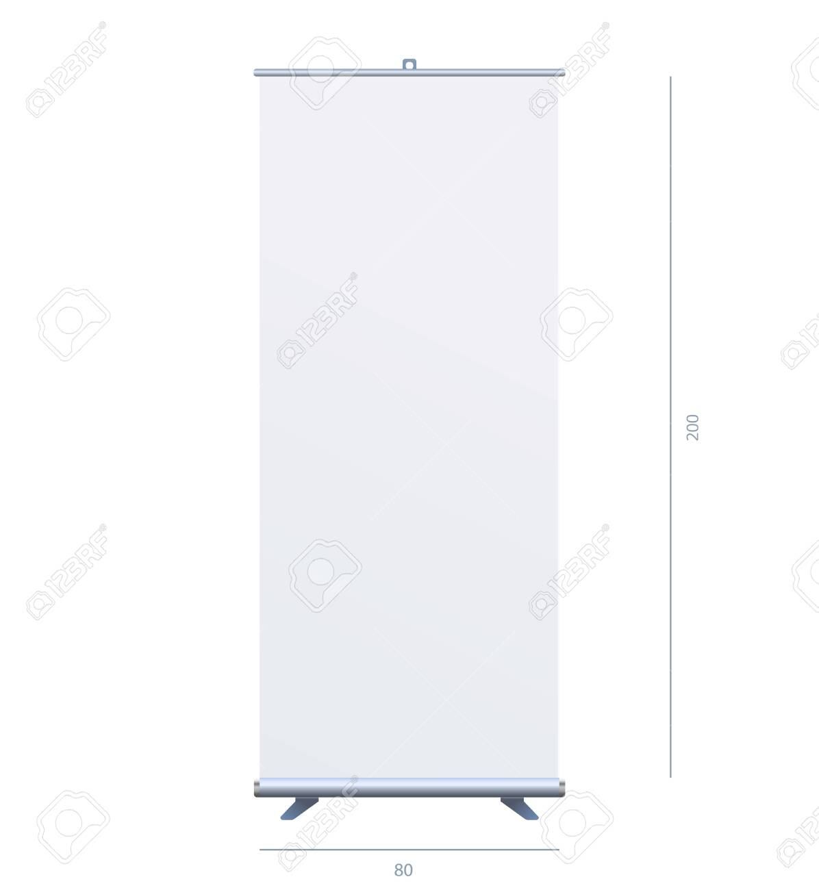 Roll Up Banner Stand On Isolated Clean Background. Design Template.. With Regard To Pop Up Banner Design Template