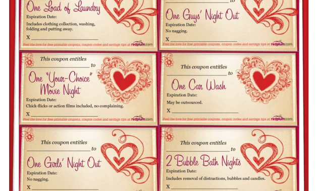 Romantic Love Coupon Template Printable | Love Coupons For throughout Love Coupon Template For Word