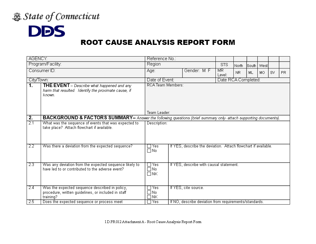 Root Cause Report Form | Templates At Allbusinesstemplates Within Deviation Report Template