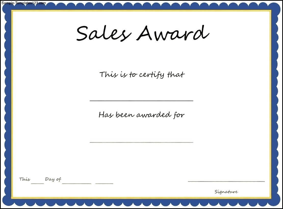 Sales Award Certificate Template - Sample Templates - Sample In Sales Certificate Template