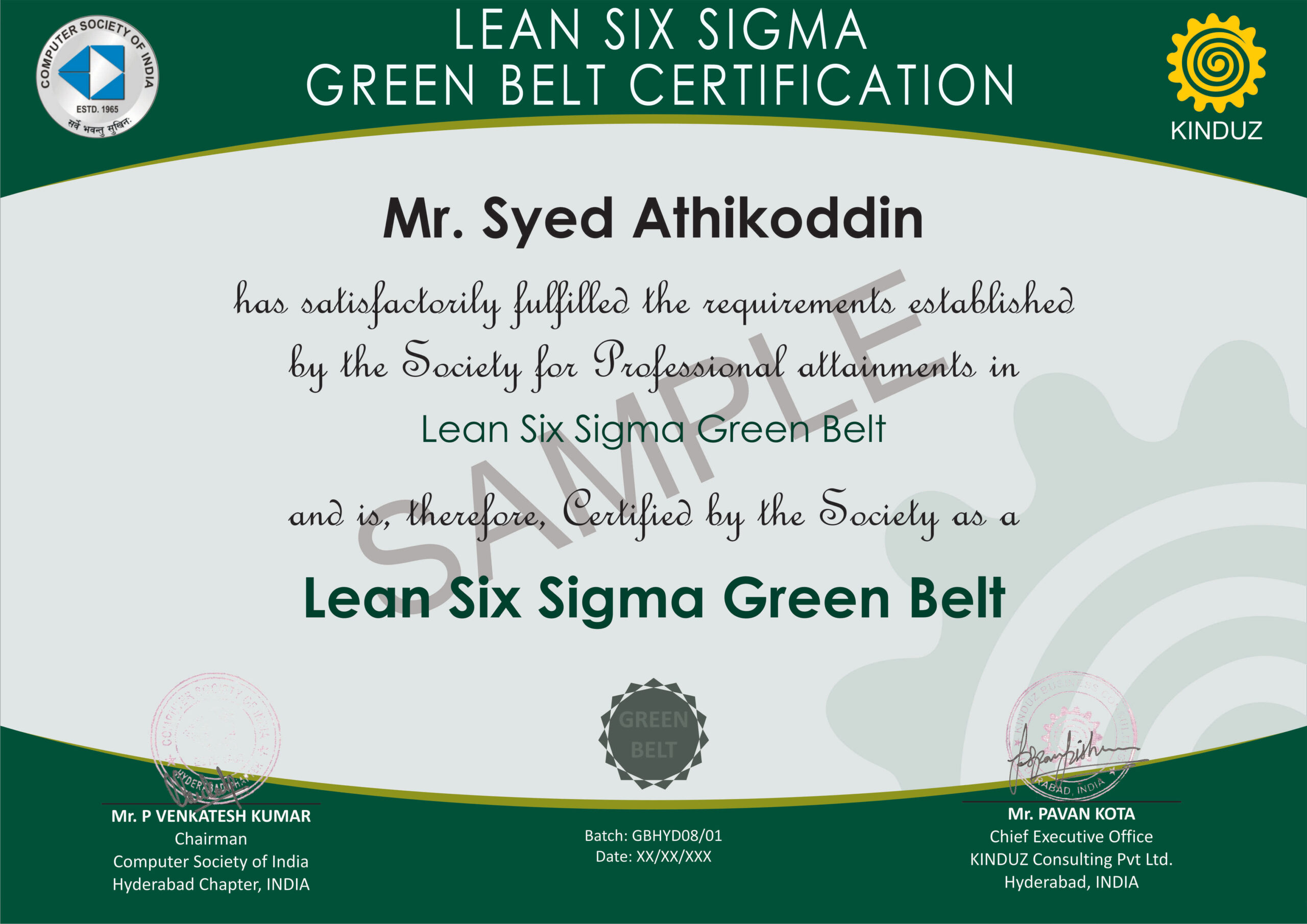 Sample Certificates - Lean Six Sigma India Regarding Green Belt Certificate Template