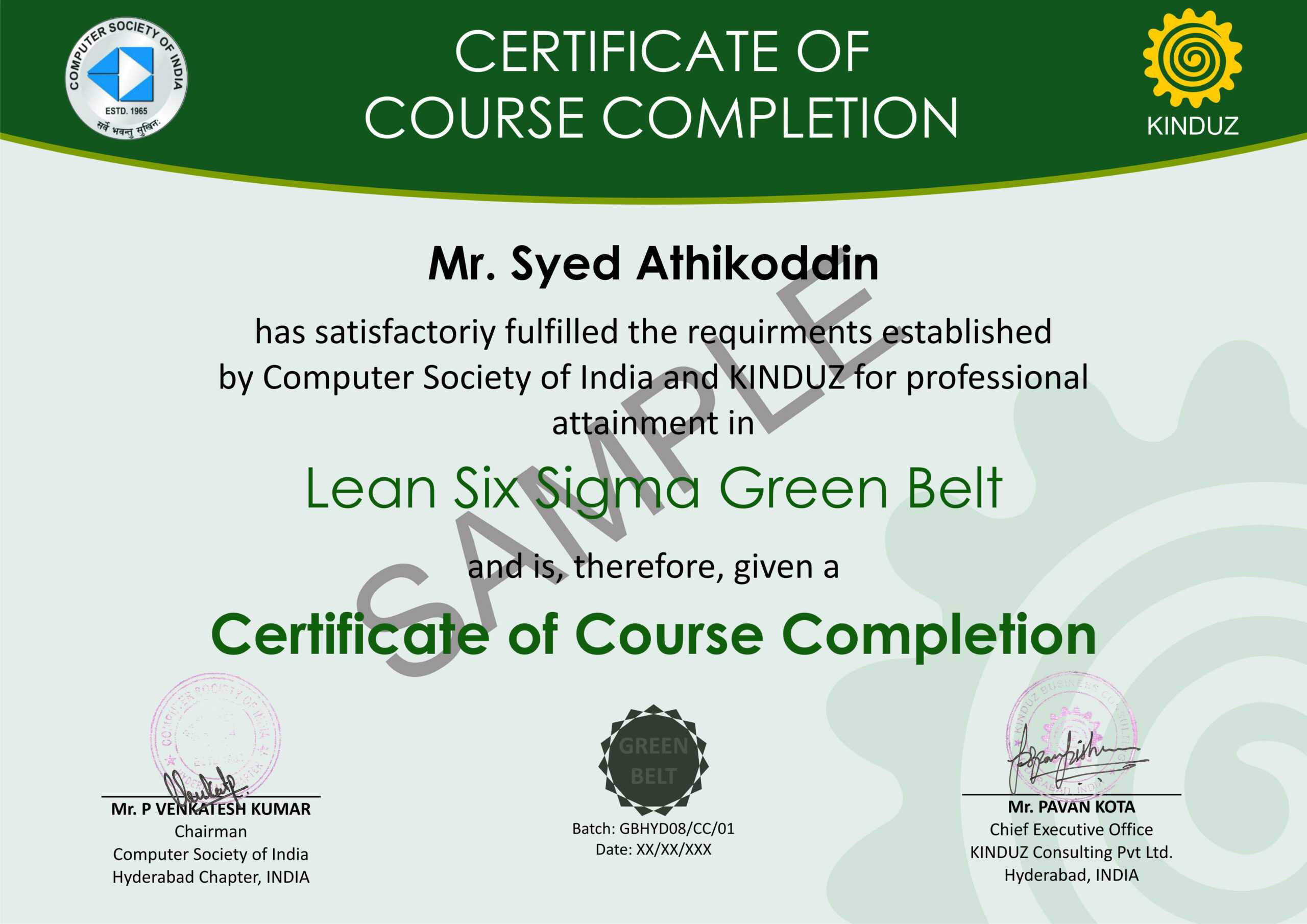 Sample Certificates – Lean Six Sigma India With Green Belt Certificate Template