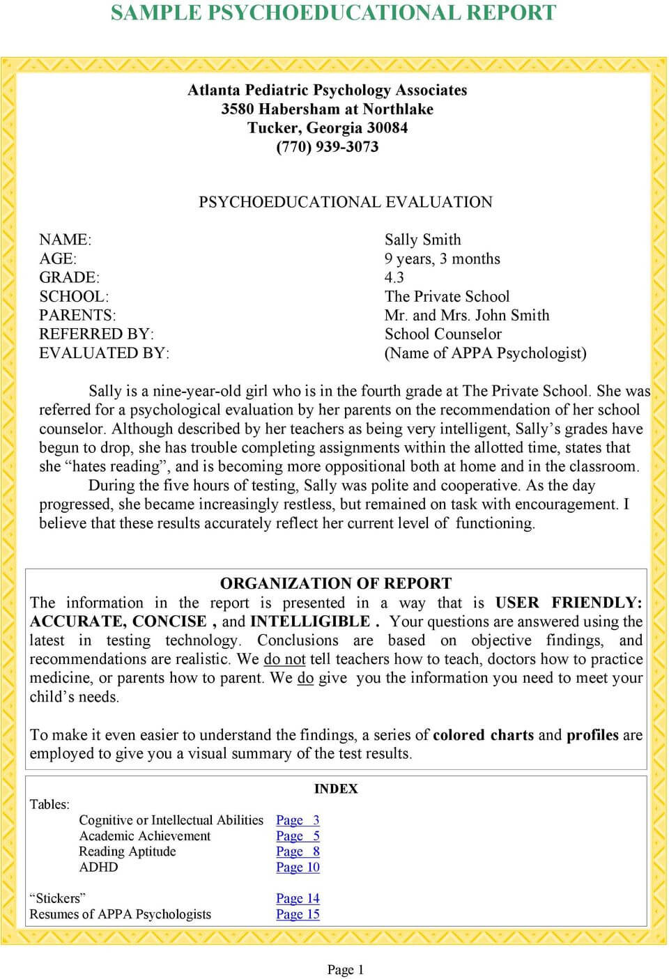 Sample Psychoeducational Report - Pdf Free Download Throughout Psychoeducational Report Template