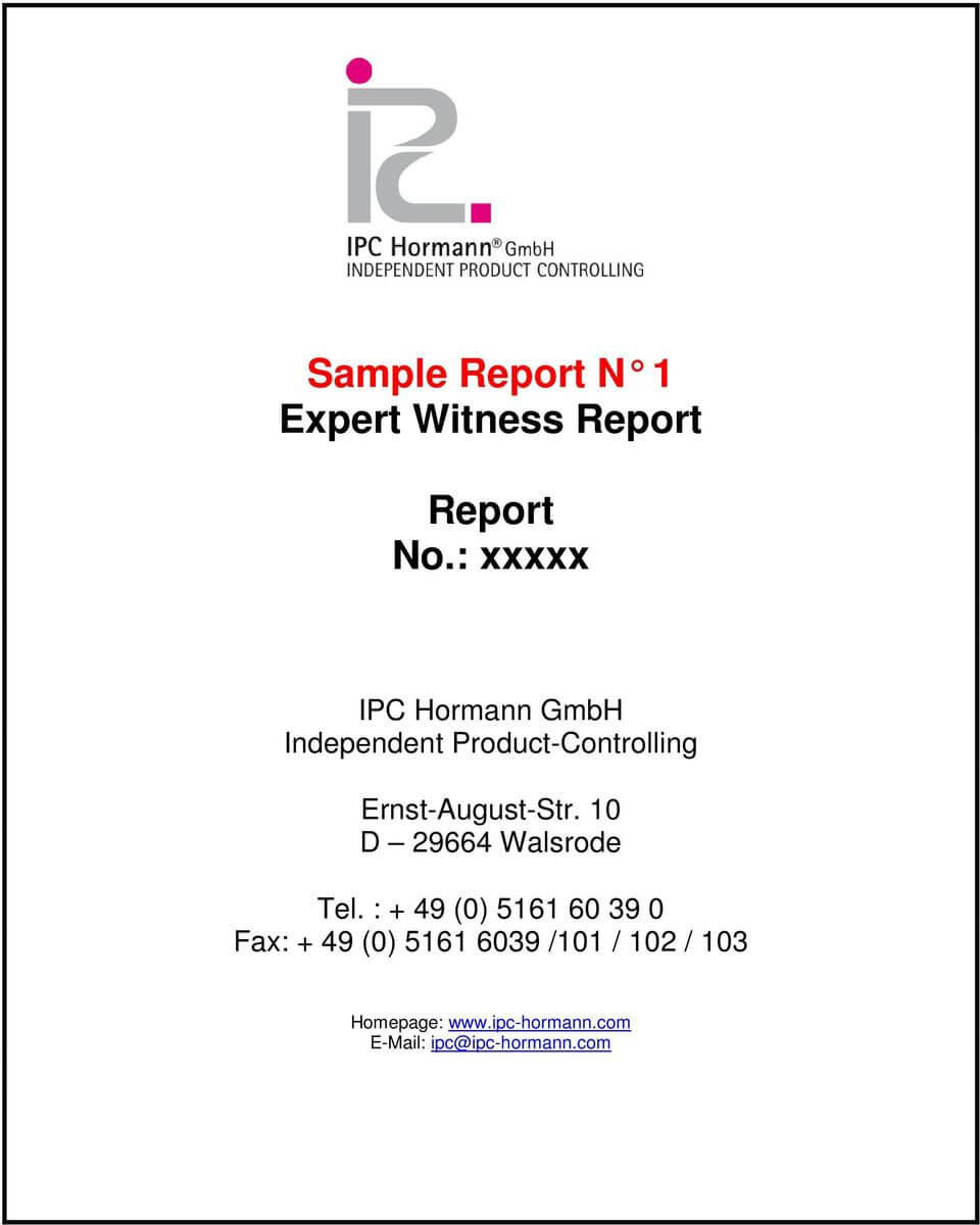 Sample Report N 1 Expert Witness Report. Report No.: Xxxxx With Regard To Expert Witness Report Template