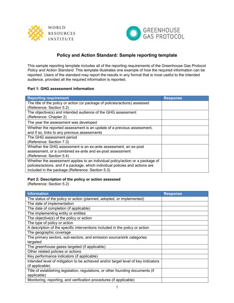 Sample Reporting Template For Report Requirements Template