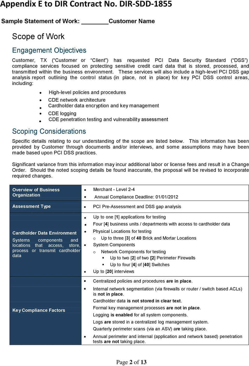Sample Statement Of Work - Pdf Free Download With Regard To Pci Dss Gap Analysis Report Template