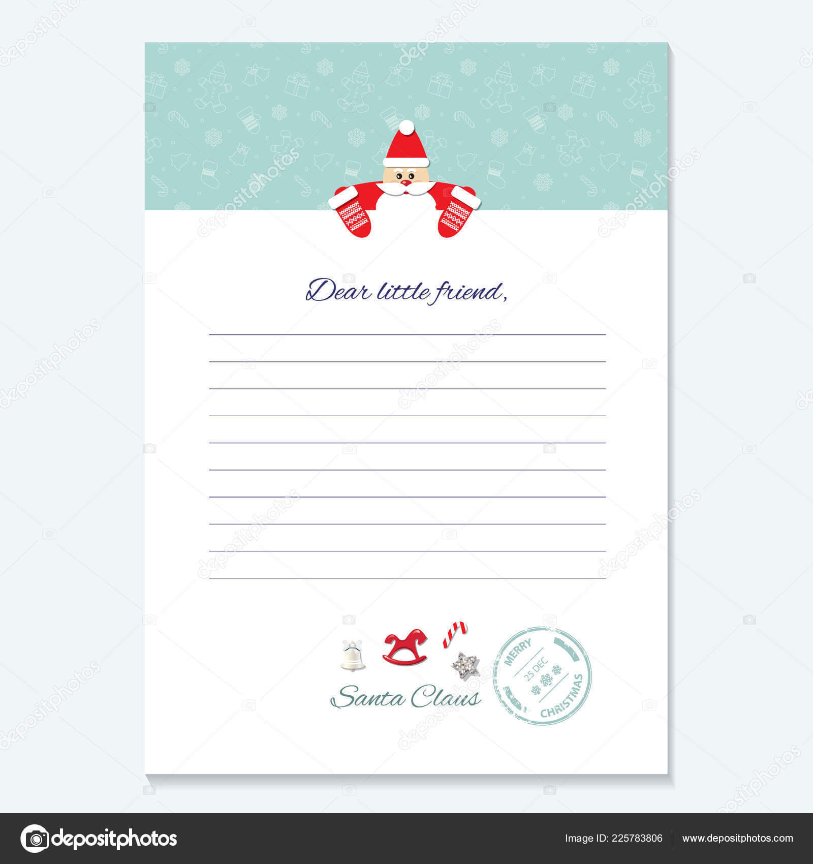 Santa Claus Letter Decorative Blank Template Vector — Stock With Blank Letter From Santa Template