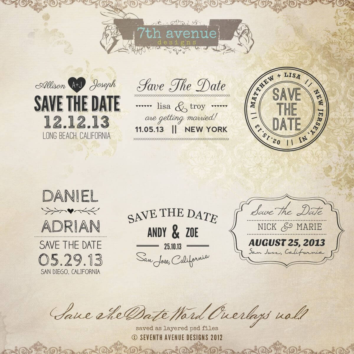 Save The Date Word Overlays Vol.1 | 7Thavenuedesign With Regard To Save The Date Templates Word