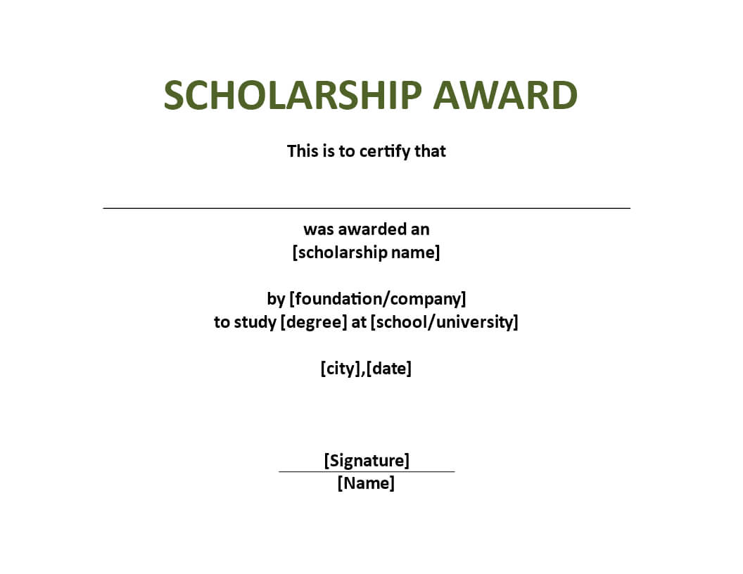 Scholarship Award Certificate Template – Download This With Scholarship Certificate Template
