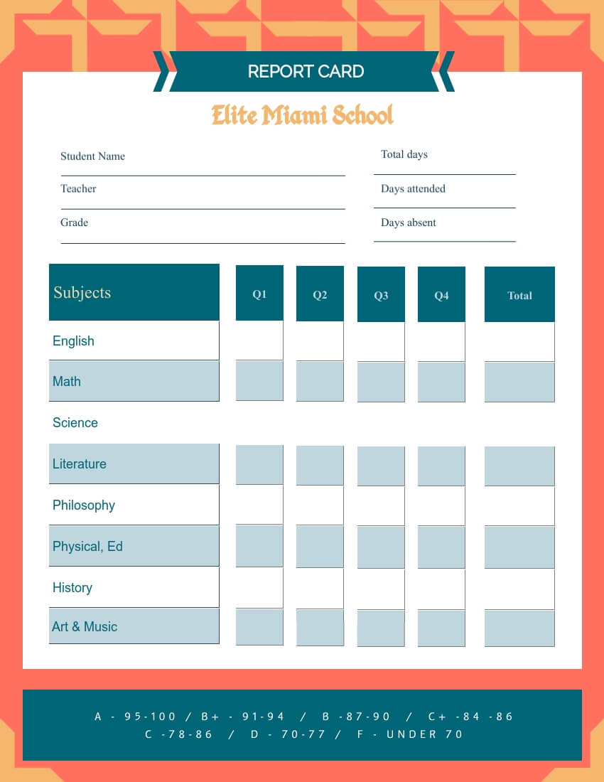 School Report Card Template – Visme Within Report Card Format Template