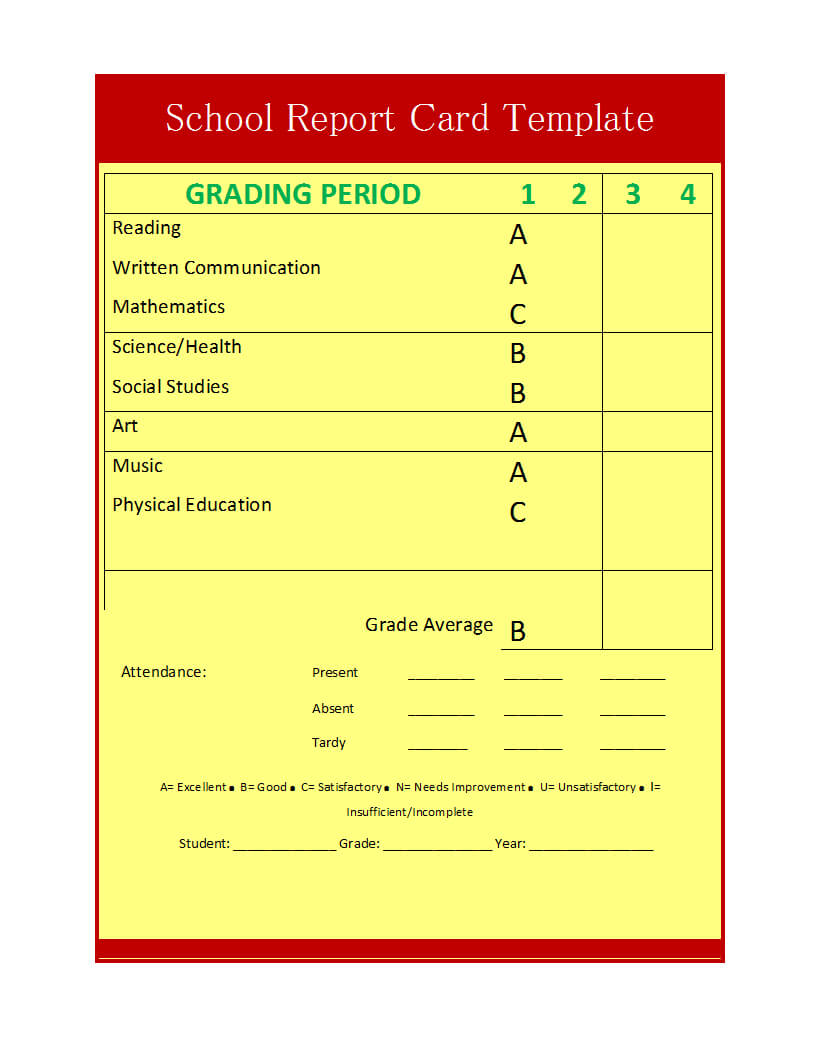 School Report Template With Regard To Result Card Template