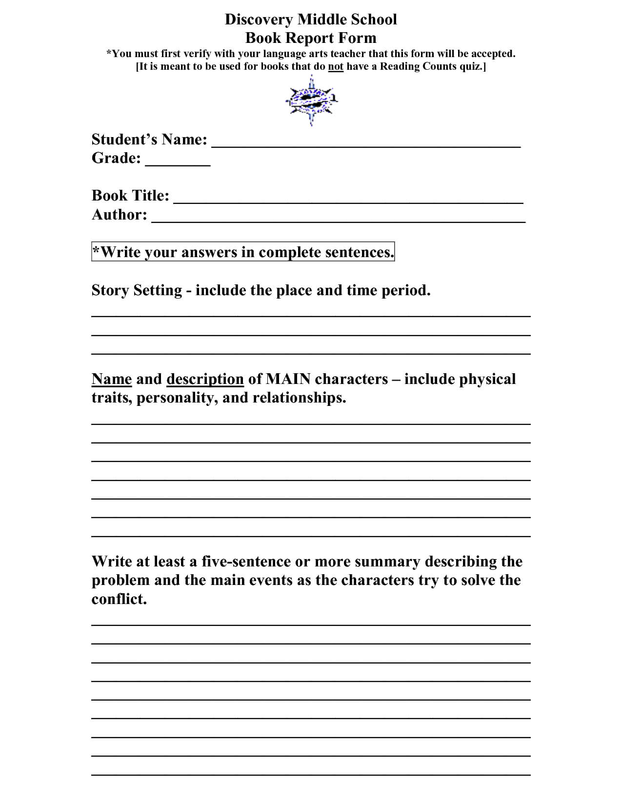 Scope Of Work Template | Book Report Templates, High School Throughout Book Report Template Middle School