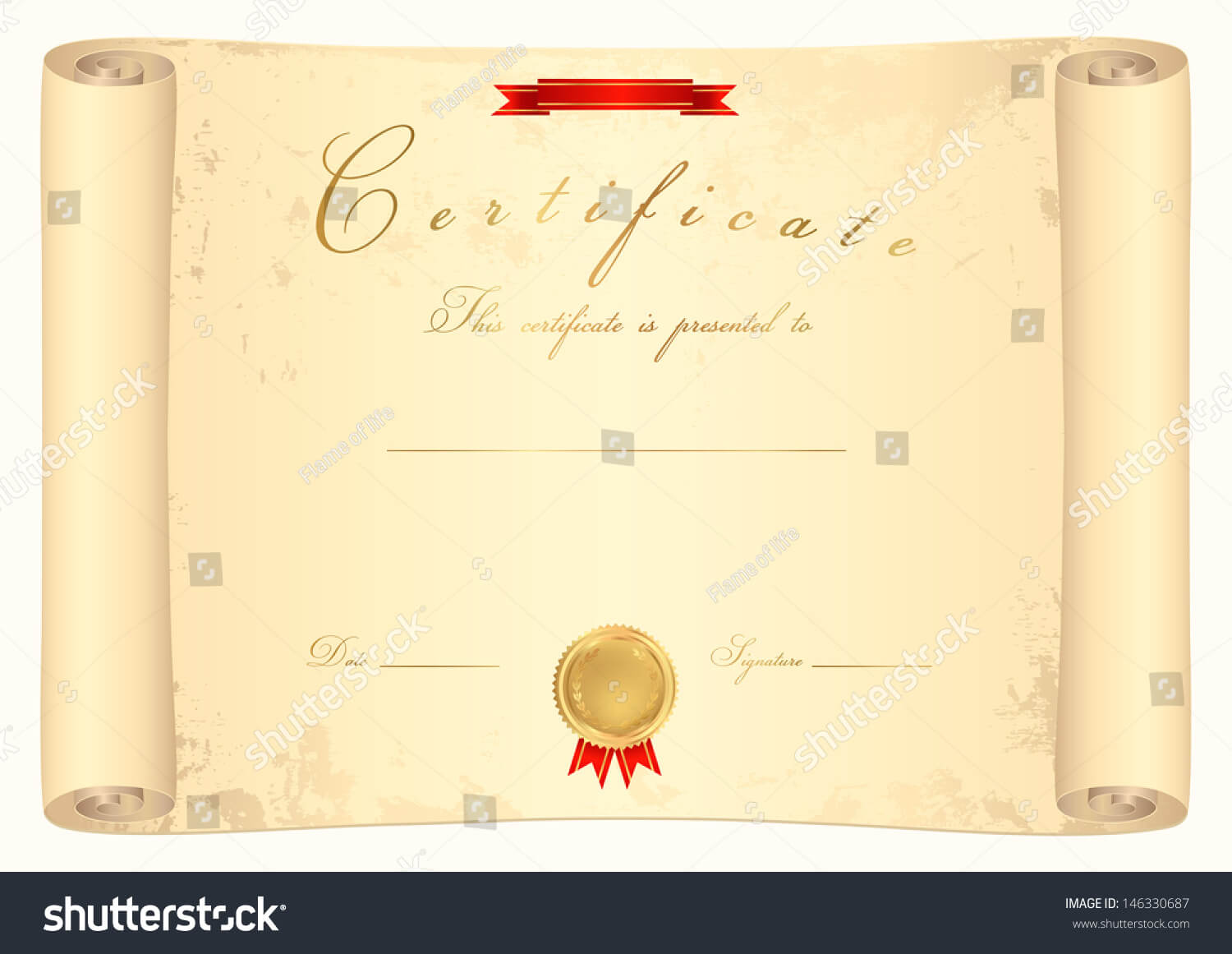 Scroll Certificate Completion Template Sample Background For Certificate Scroll Template