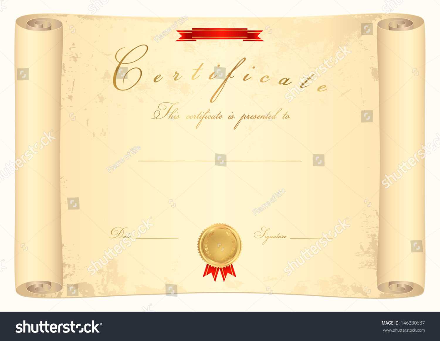 Scroll Certificate Completion Template Sample Background In Scroll Certificate Templates