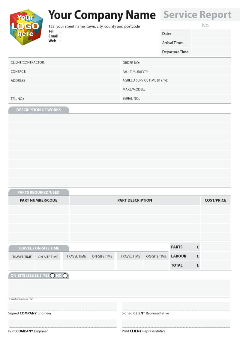 Service Report Template Artwork For Carbonless Ncr Printing Inside Mobile Book Report Template