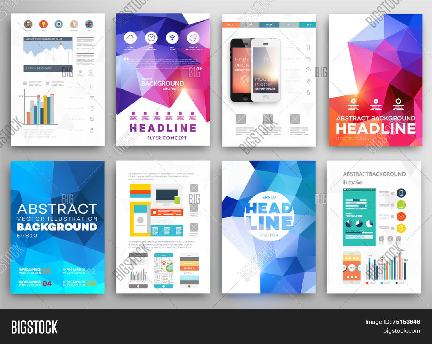 Set Flyer, Brochure Vector & Photo (Free Trial) | Bigstock In Online Free Brochure Design Templates
