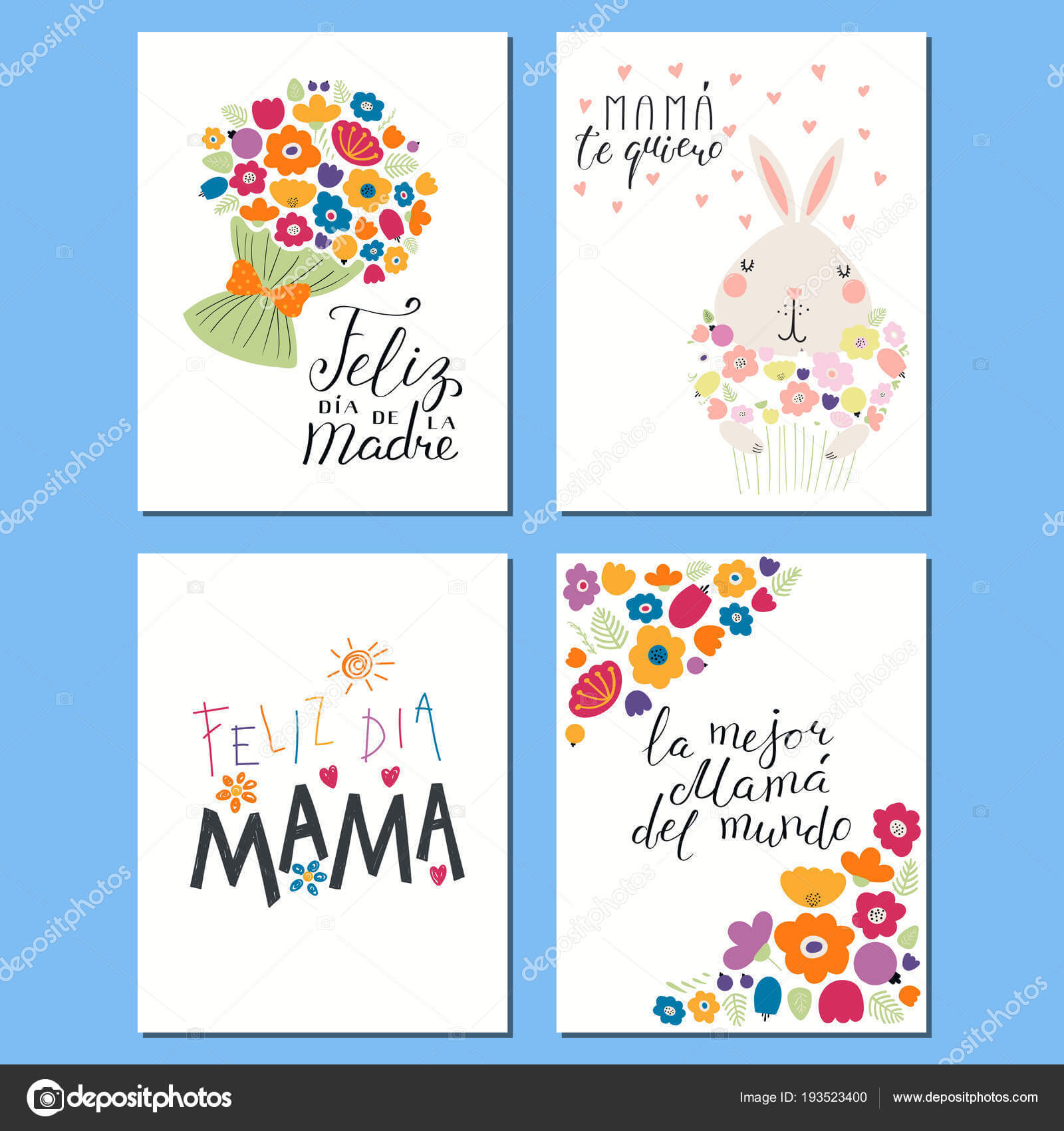 Set Mothers Day Cards Templates Hand Written Lettering Intended For Mothers Day Card Templates