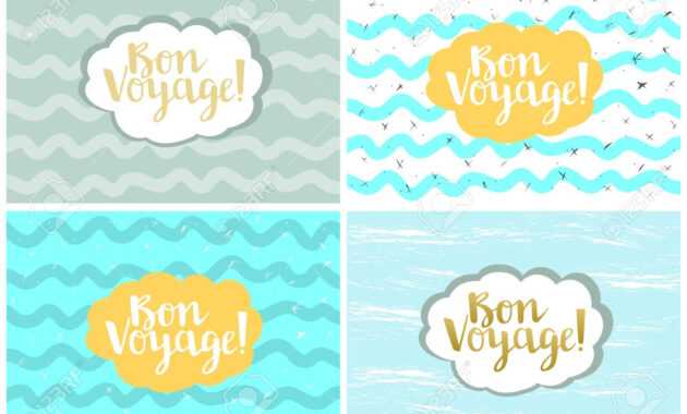 Set Of Four Cards, Vector Templates. Bon Voyage. intended for Bon Voyage Card Template