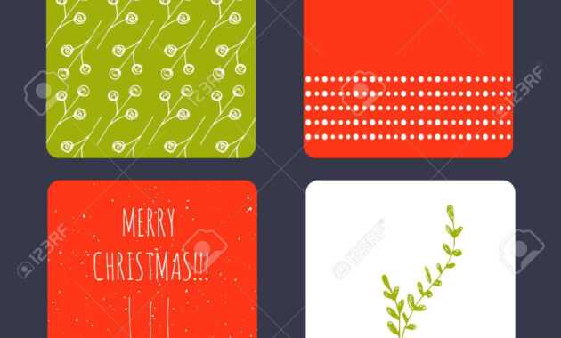 Set Of Winter Small Card Templates. Collection For Christmas.. for Small Greeting Card Template