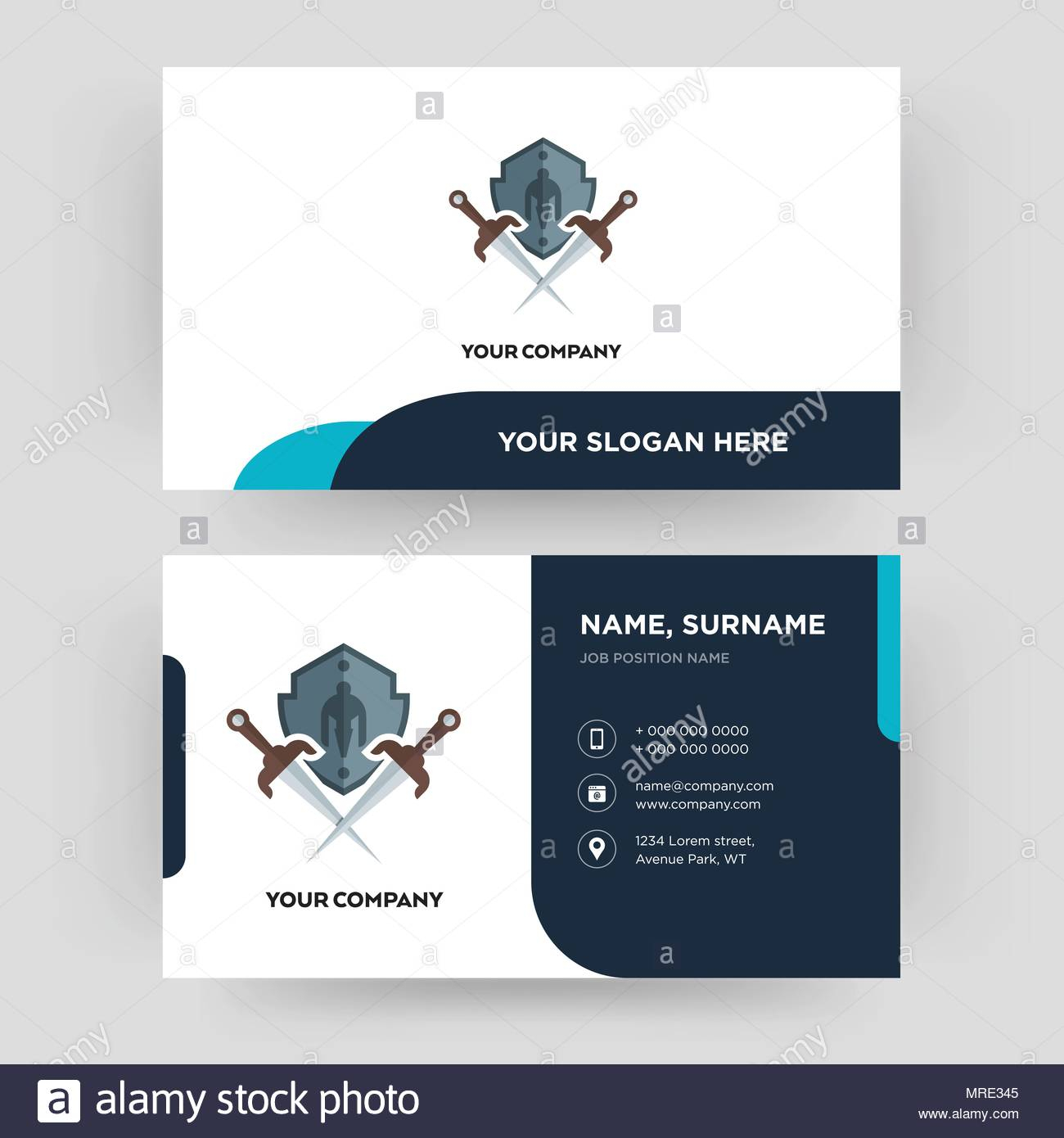 Shield And Sword, Business Card Design Template, Visiting Within Shield Id Card Template