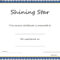 Shining Star Certificate Template – Sample Templates For Star Award Certificate Template