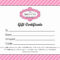 Shopping Spree Certificate Template Printable Gift Free Throughout This Certificate Entitles The Bearer Template